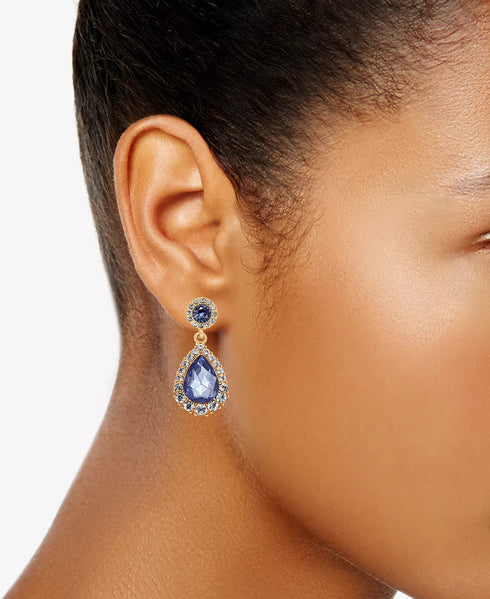 CHARTER CLUB Gold-Tone Crystal & Purple Stone Drop Earrings